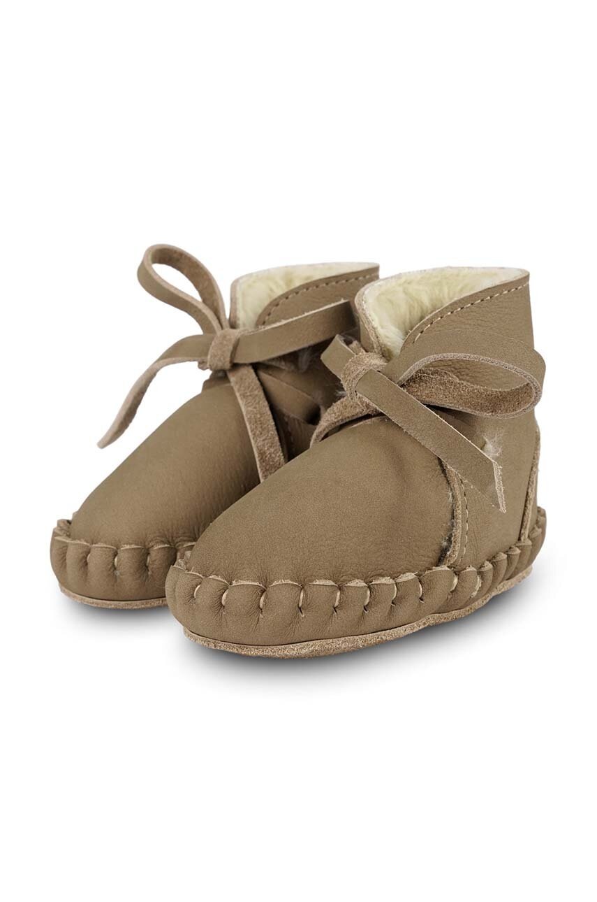 Шкіряні кросівки для немовлят Donsje Pina Classic Booties колір бежевий 1018200