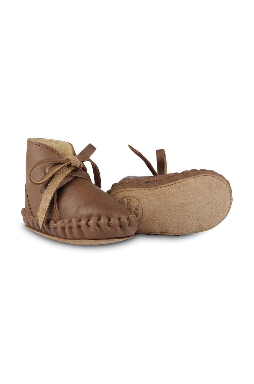 Donsje incaltaminte din piele pentru bebelusi Pina Classic Booties culoarea maro, 1018200 Donsje incaltaminte din piele pentru bebelusi Pina Classic Booties culoarea maro, 1018200