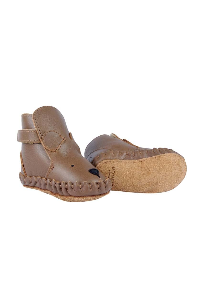 Donsje incaltaminte din piele pentru bebelusi Kapi Classic Booties Bear culoarea maro, 1028001 Donsje incaltaminte din piele pentru bebelusi Kapi Classic Booties Bear culoarea maro, 1028001