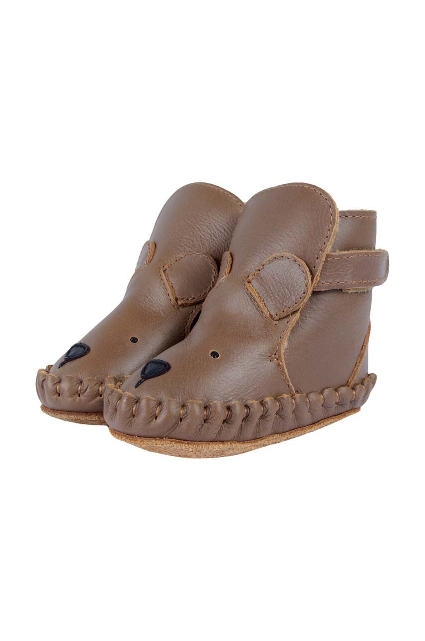 Шкіряні кросівки для немовлят Donsje Kapi Classic Booties Bear колір коричневий 1028001