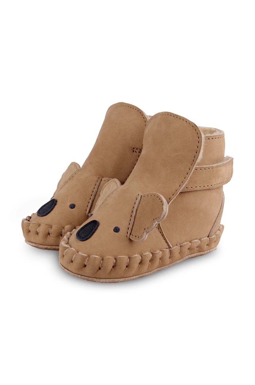 Шкіряні кросівки для немовлят Donsje Kapi Classic Booties Koala колір бежевий 1028007