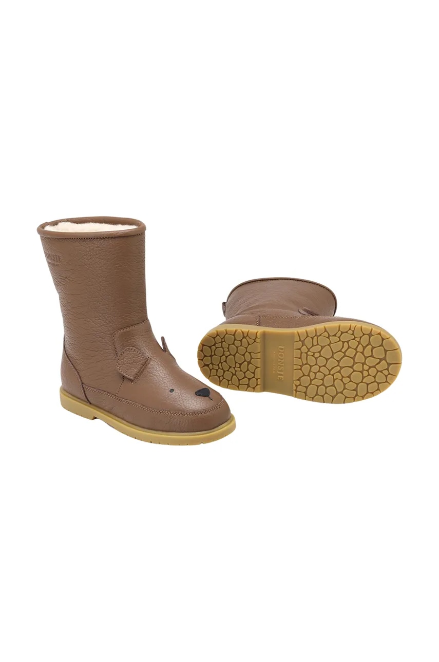 Детские кожаные зимние ботинки Donsje Wadudu Classic Boots Bear цвет коричневый 2022001 Детские кожаные зимние ботинки Donsje Wadudu Classic Boots Bear цвет коричневый 2022001