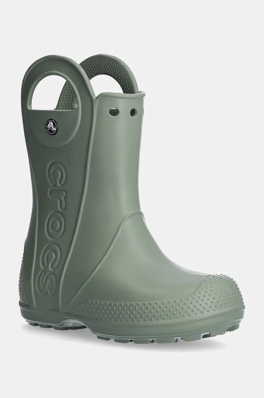Crocs cizme copii HANDLE RAIN BOOT culoarea verde, 12803