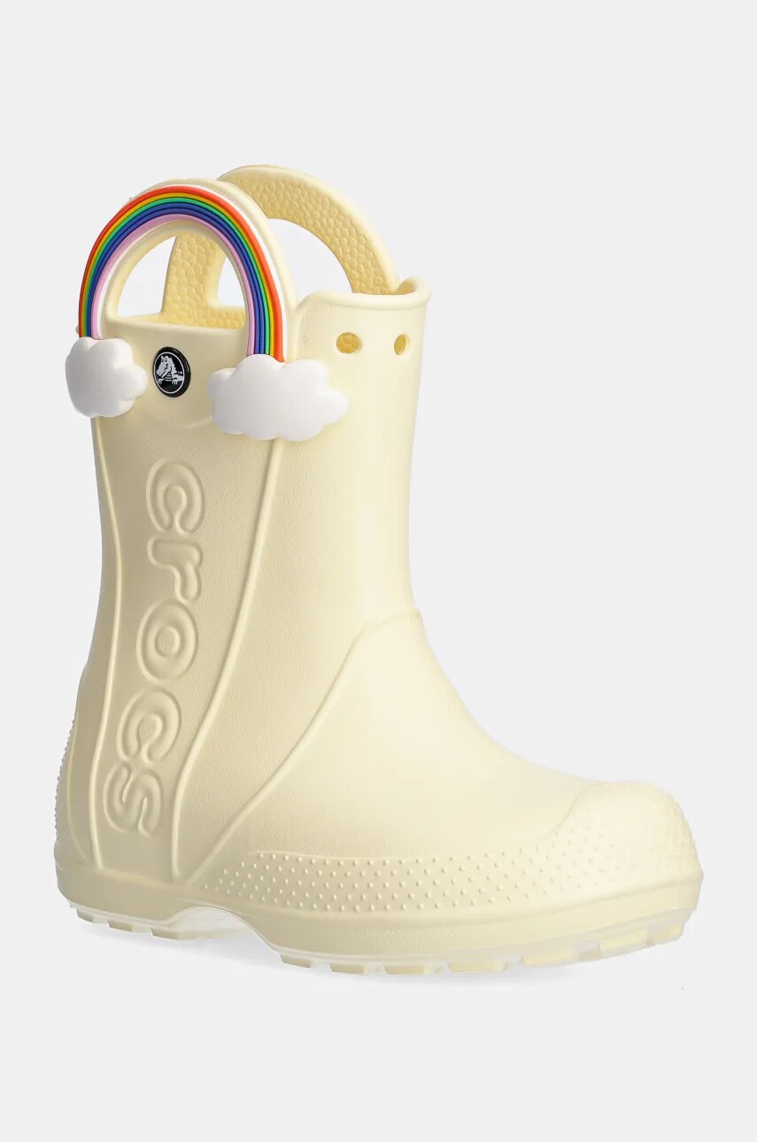 Crocs cizme copii HANDLE IT RAINBOW RAIN BOOT culoarea galben, 210026