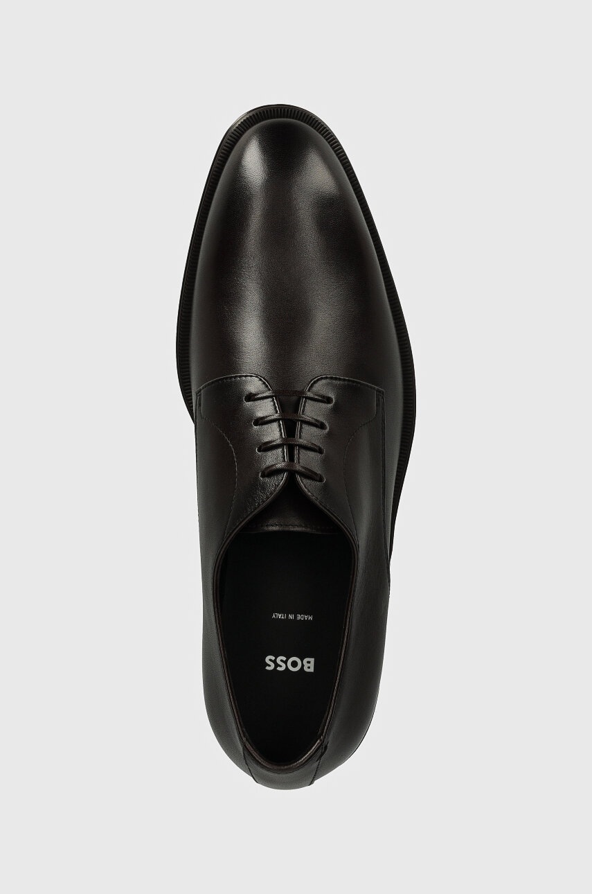Шкіряні туфлі BOSS Derrek чоловічі колір коричневий 50522941 