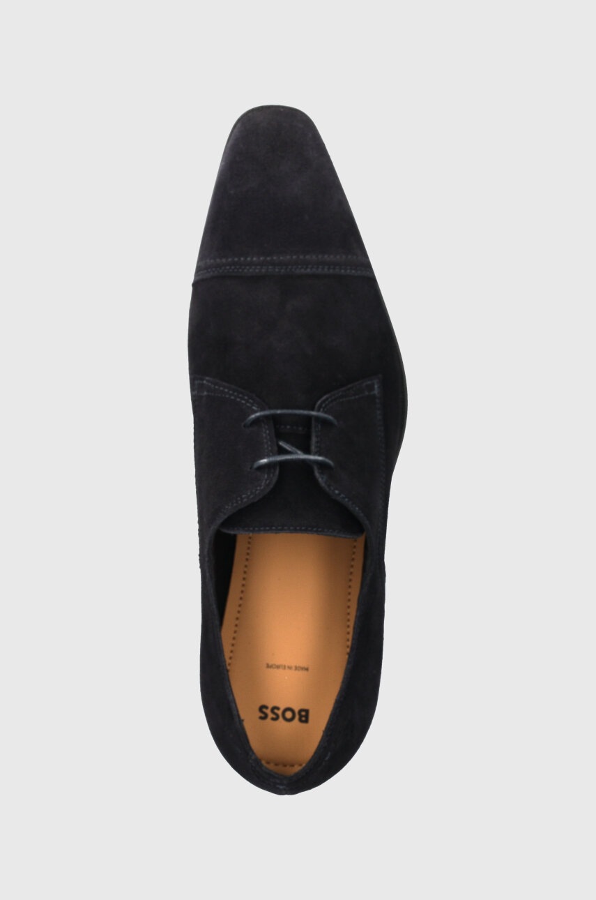 Замшеві туфлі BOSS Theon чоловічі колір синій 50523050 