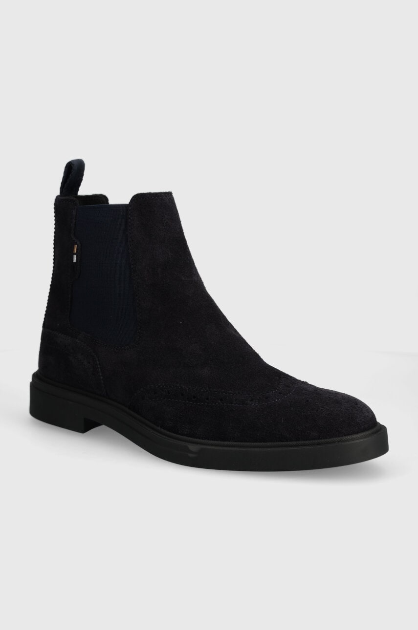 BOSS botine din piele intoarsa Calev barbati, culoarea albastru marin, 50523007