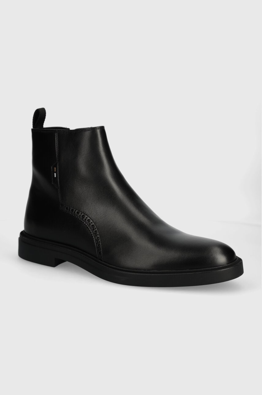 BOSS ghete de piele Calev barbati, culoarea negru, 50523867