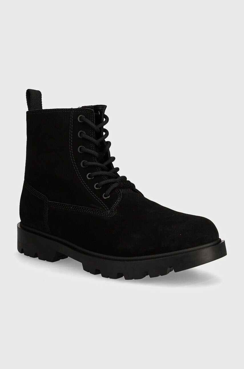 BOSS cizme din piele intoarsa Adley barbati, culoarea negru, 50523893 BOSS cizme din piele intoarsa Adley barbati, culoarea negru, 50523893