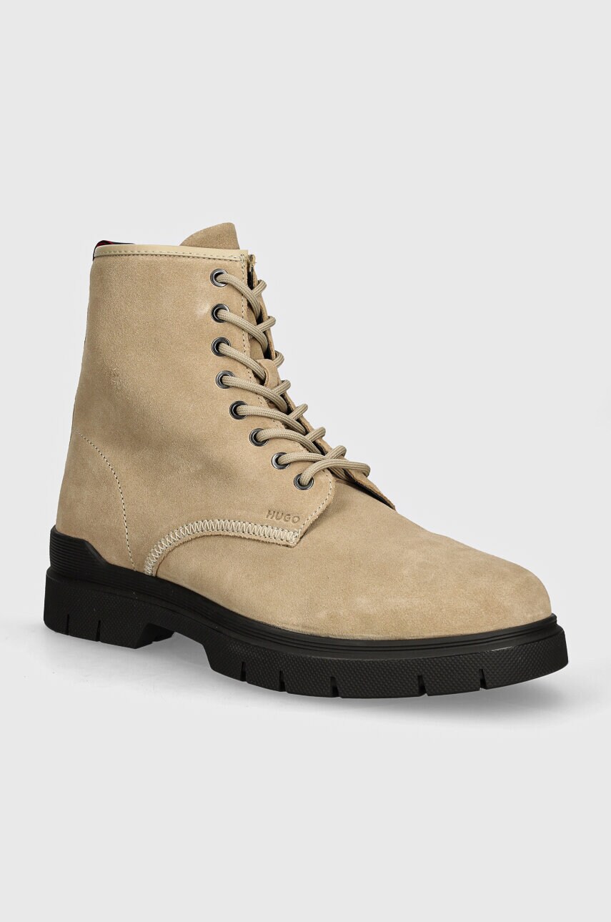 HUGO pantofi de piele intoarsa Ryan barbati, culoarea bej, 50522981