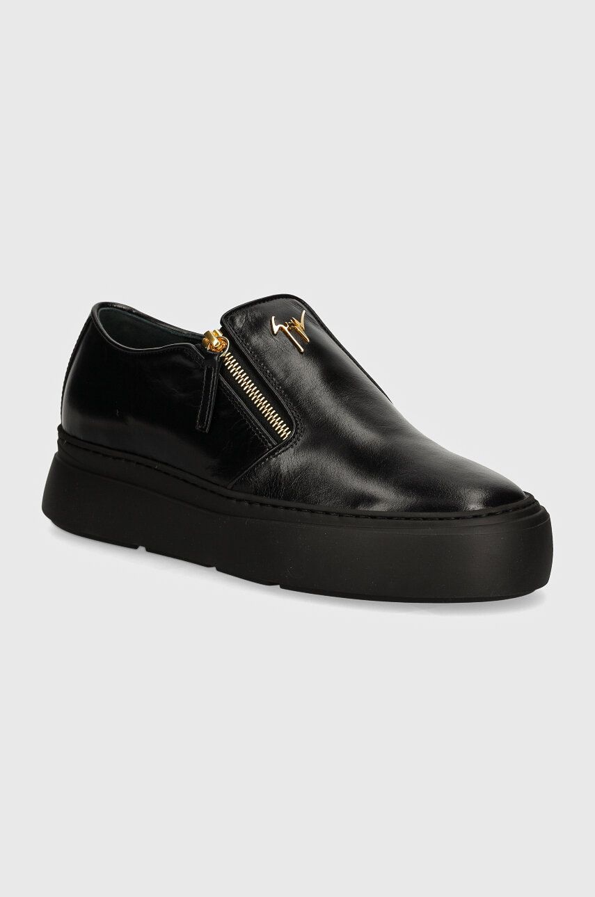 Giuseppe Zanotti pantofi de piele Alec barbati, culoarea negru, EU40010.013