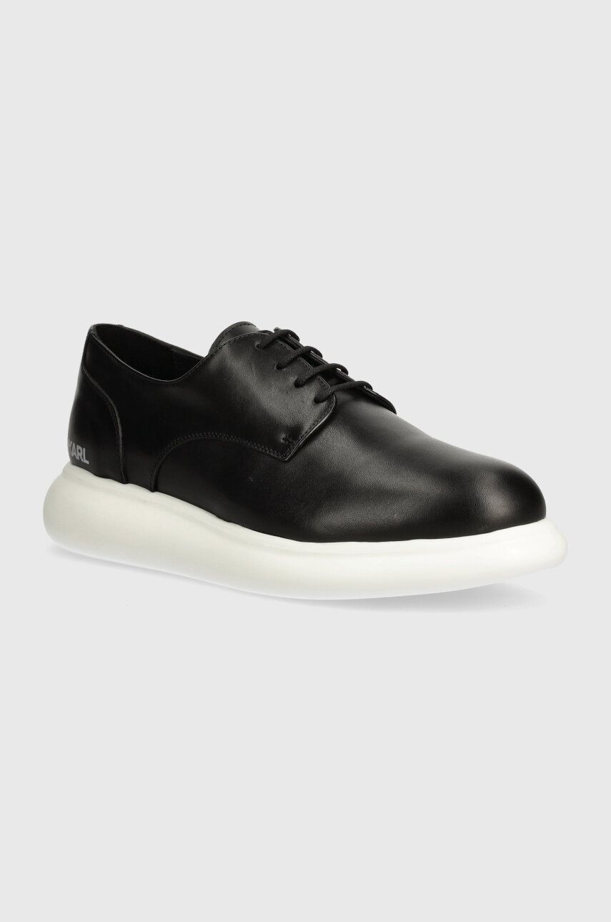 Karl Lagerfeld pantofi de piele GRANBY barbati, culoarea negru, KL22330