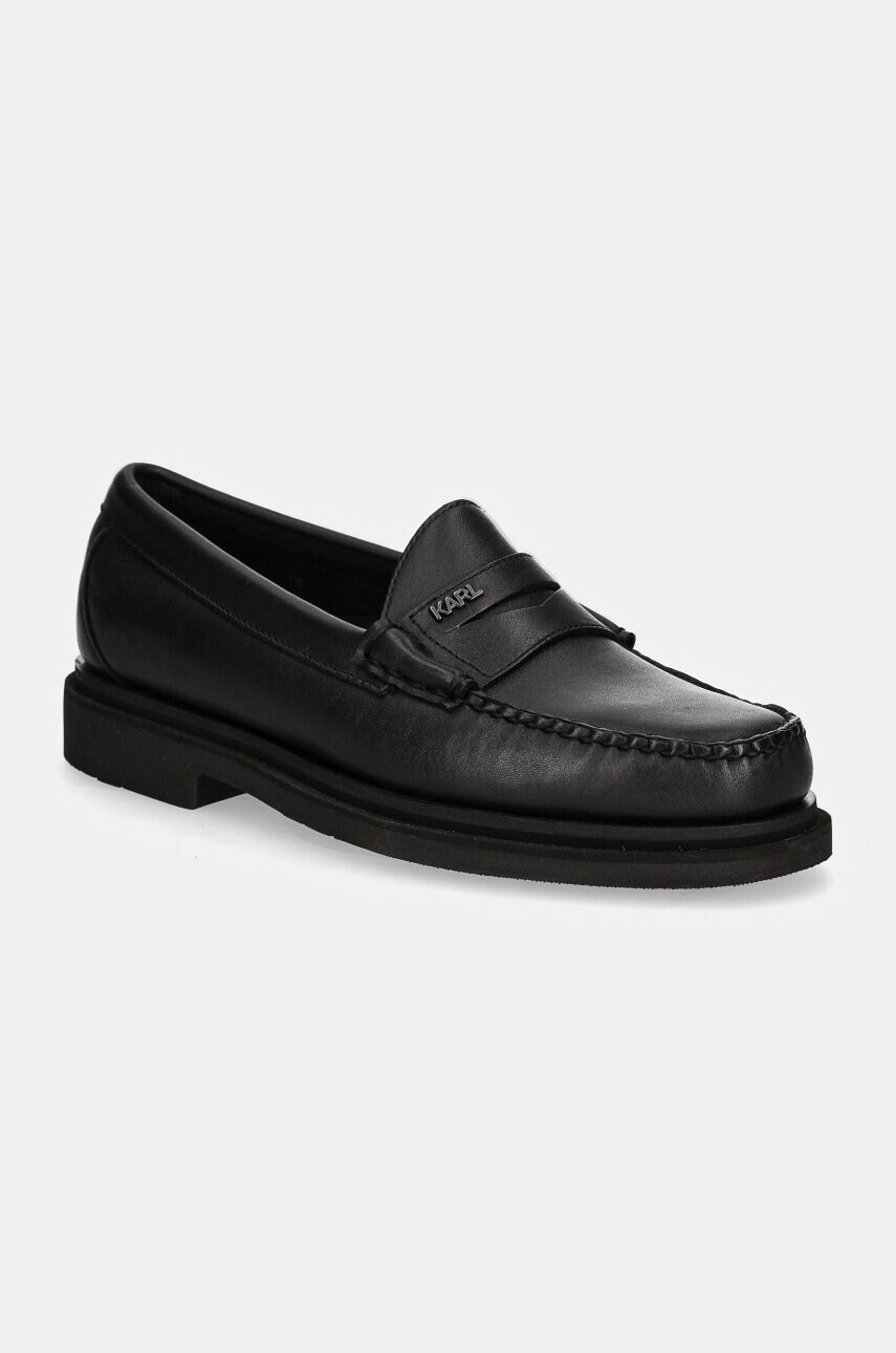 Karl Lagerfeld mocasini de piele STEP barbati, culoarea negru, KL12530S
