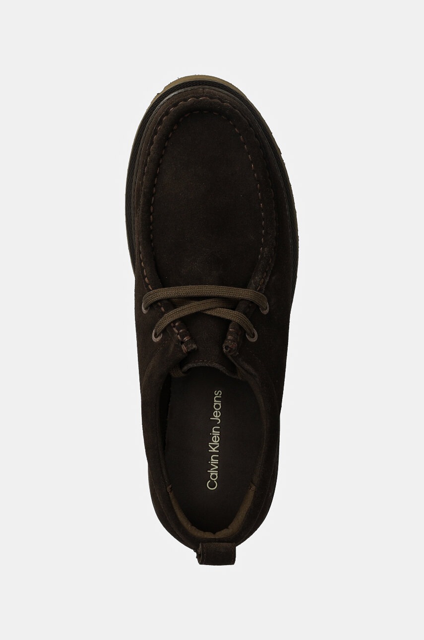 Шкіряні туфлі Calvin Klein Jeans HYBRID APRON LACEUP SHOE ICO S чоловічі колір коричневий YM0YM01183 