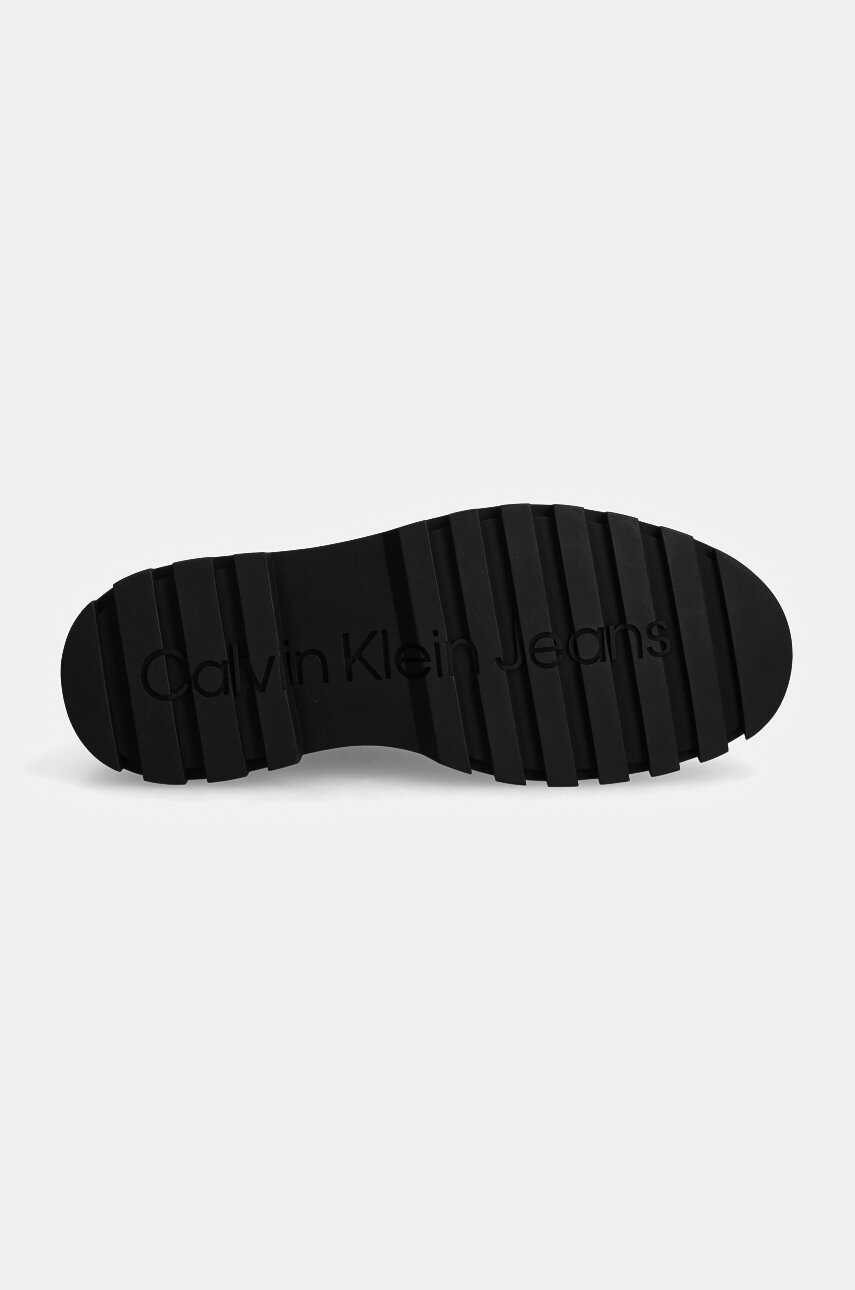 Шкіряні туфлі Calvin Klein Jeans LUGGED DERBY SHOE LTH чоловічі колір бордовий YM0YM01085 