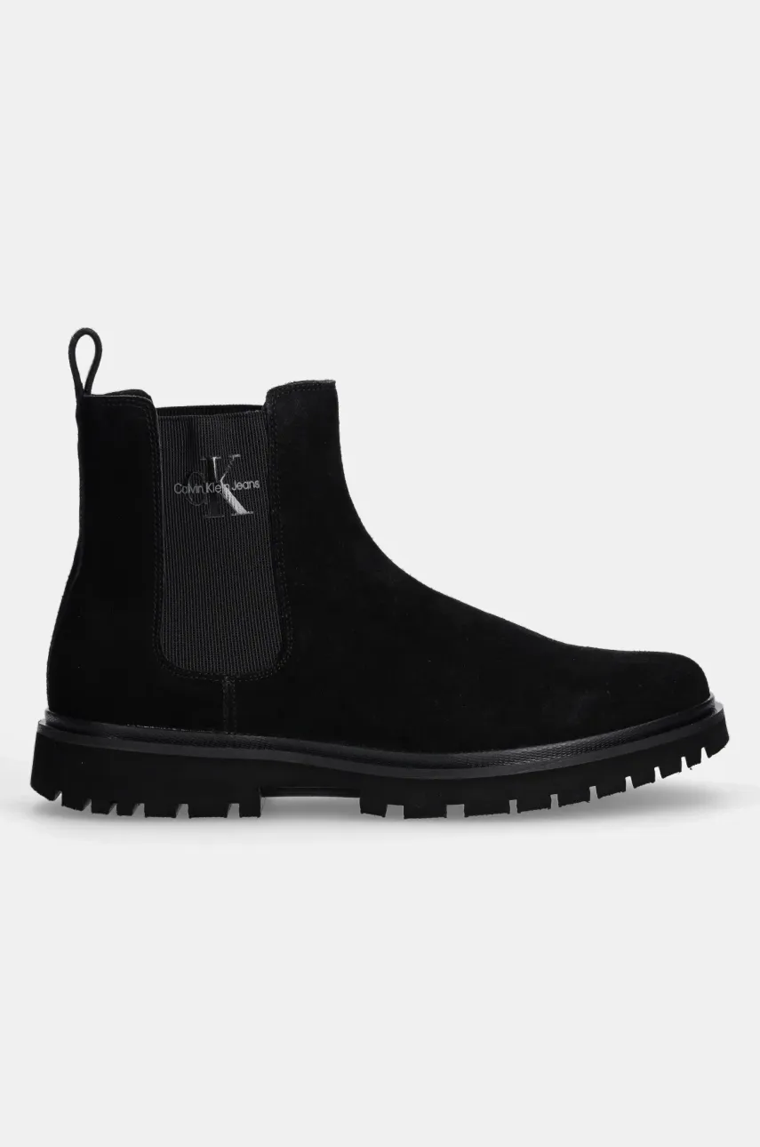 Кожаные полусапоги Calvin Klein Jeans EVA BOOT MID CHELSEA ICONIC DR мужские цвет чёрный YM0YM01080 Кожаные полусапоги Calvin Klein Jeans EVA BOOT MID CHELSEA ICONIC DR мужские цвет чёрный YM0YM01080