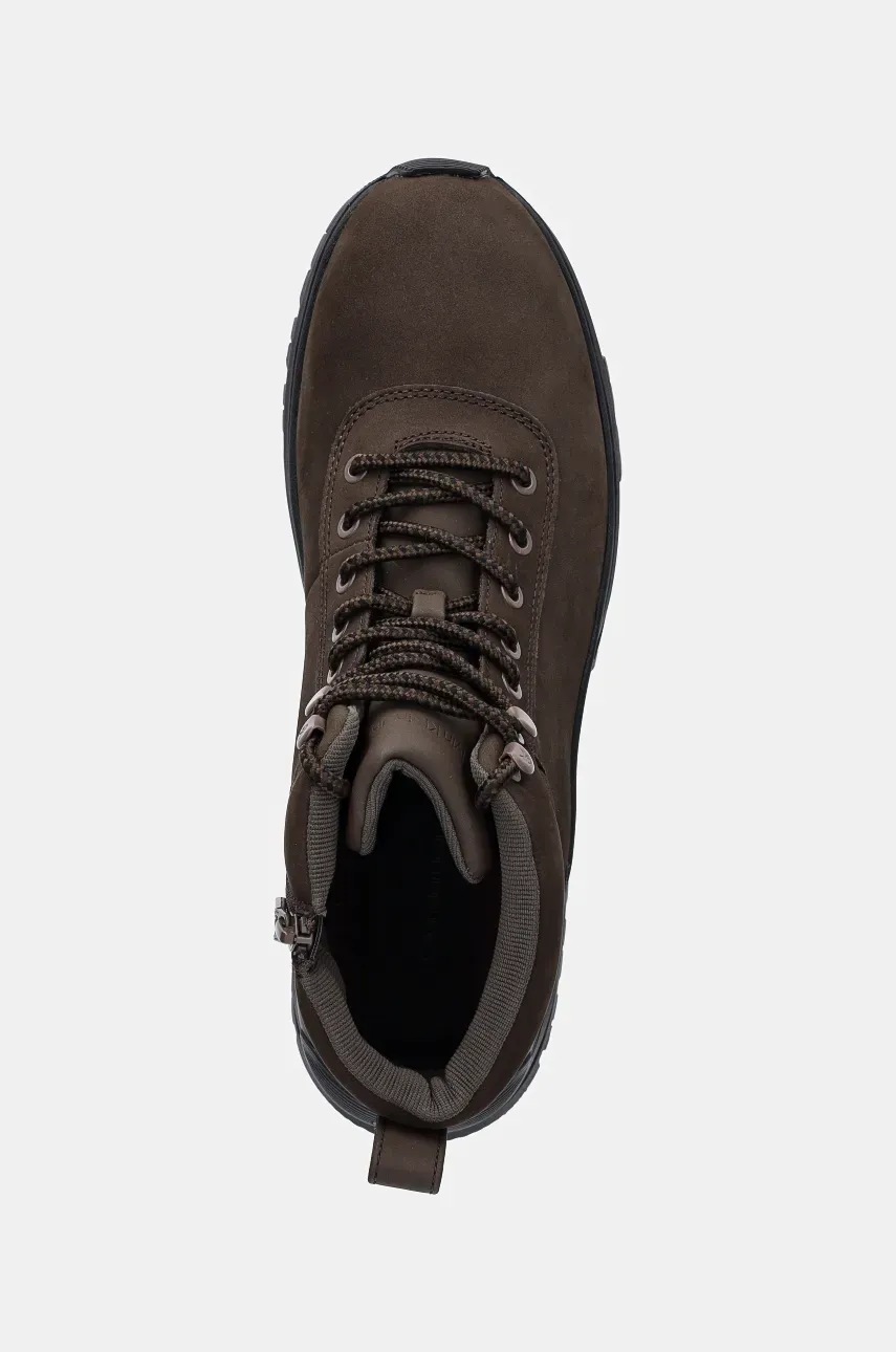 Δερμάτινες μπότες πεζοπορίας Calvin Klein Jeans HYBRID WP BOOT LACEUP REBELLIOUS χρώμα: καφέ, YM0YM01077 φωτογραφία