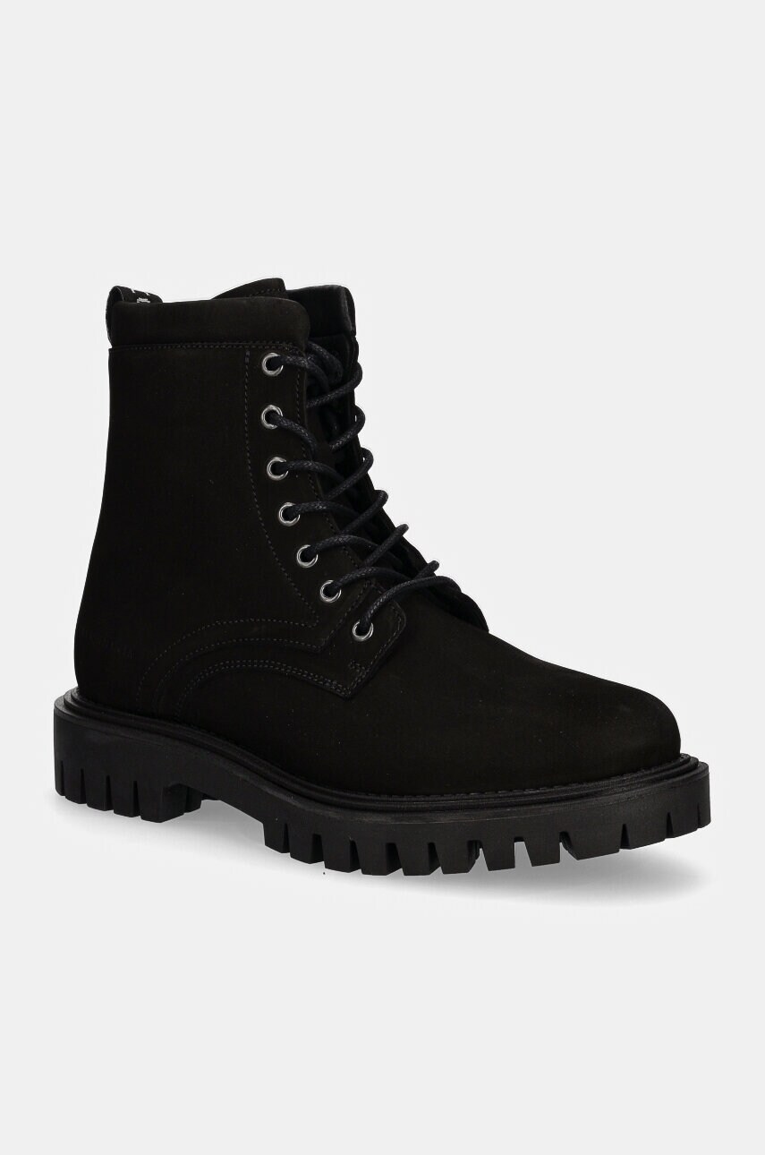 Levně Kožené boty Tommy Hilfiger CASUAL HILFIGER CHUNK Z NBK BOOT pánské, černá barva, FM0FM05149
