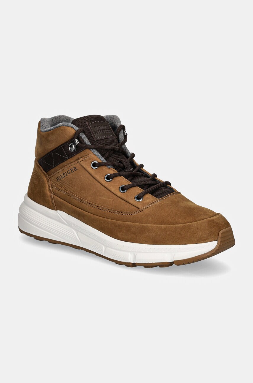 Tommy Hilfiger magasszárú cipö HILFIGER WARM NUBUCK HYBRID B barna, férfi, FM0FM05189 akciós termékkép 1