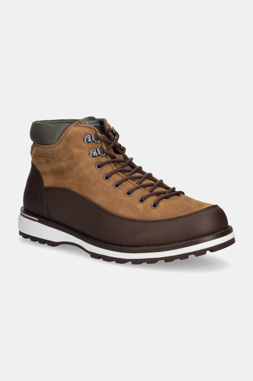 Levně Boty Tommy Hilfiger CORPORATE OUTDOOR NUBUCK BOOT pánské, hnědá barva, FM0FM05190
