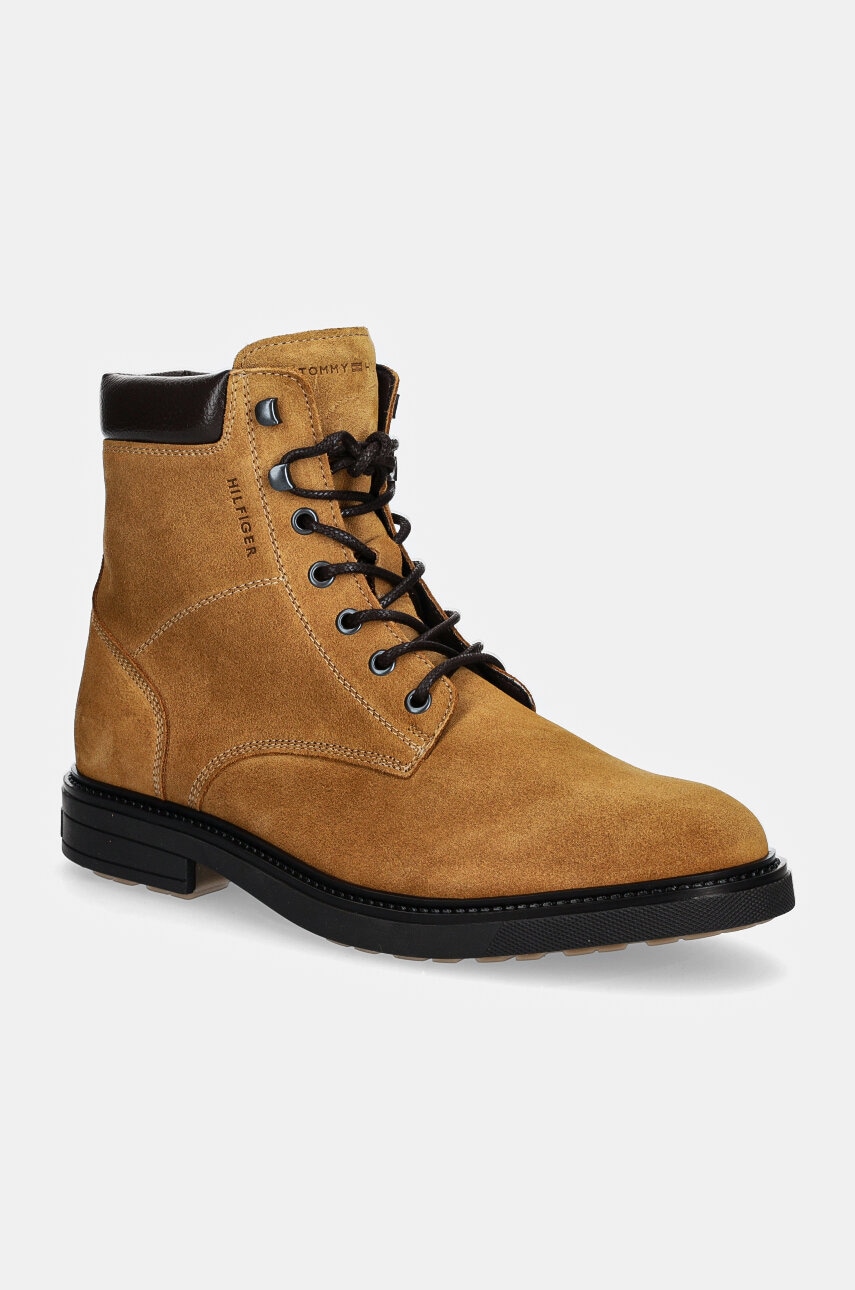Tommy Hilfiger trzewiki zamszowe HILFIGER OUTDOOR SUEDE BOOT kolor brązowy FM0FM05193