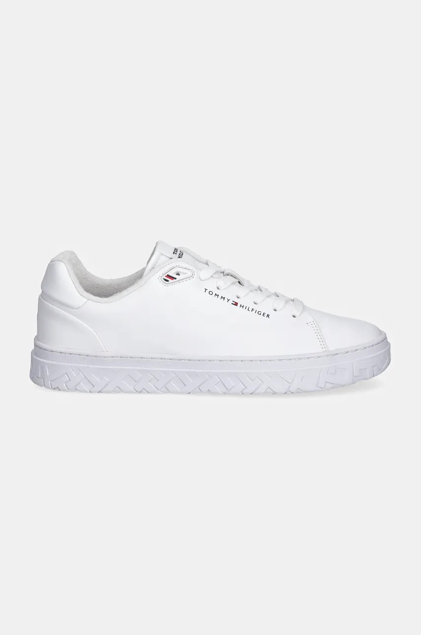 Кожаные кроссовки Tommy Hilfiger COURT THICK CUPSOLE LEATHER цвет белый FM0FM05208 Кожаные кроссовки Tommy Hilfiger COURT THICK CUPSOLE LEATHER цвет белый FM0FM05208