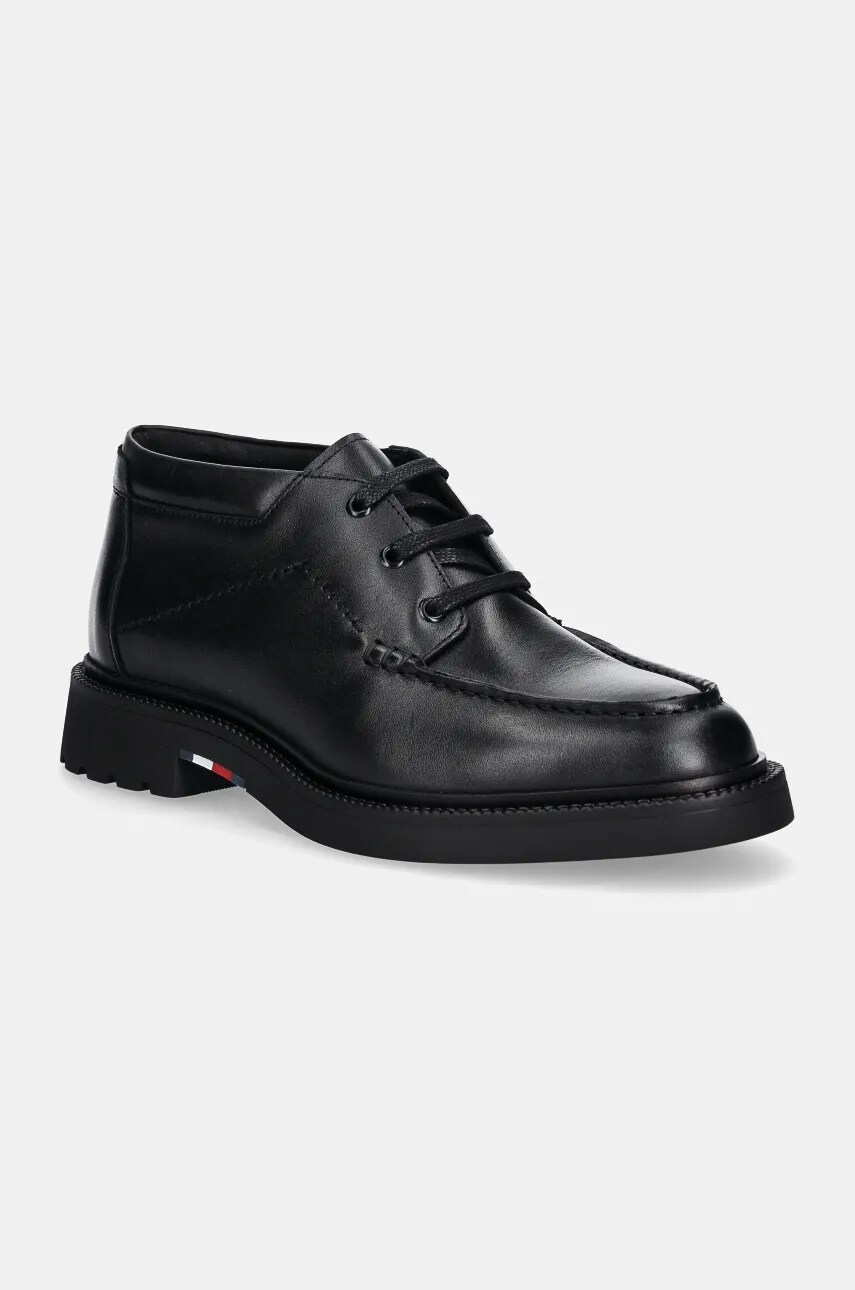 Levně Kožené polobotky Tommy Hilfiger HILFIGER COMFORT LWT LTH M TOE B pánské, černá barva, FM0FM05264