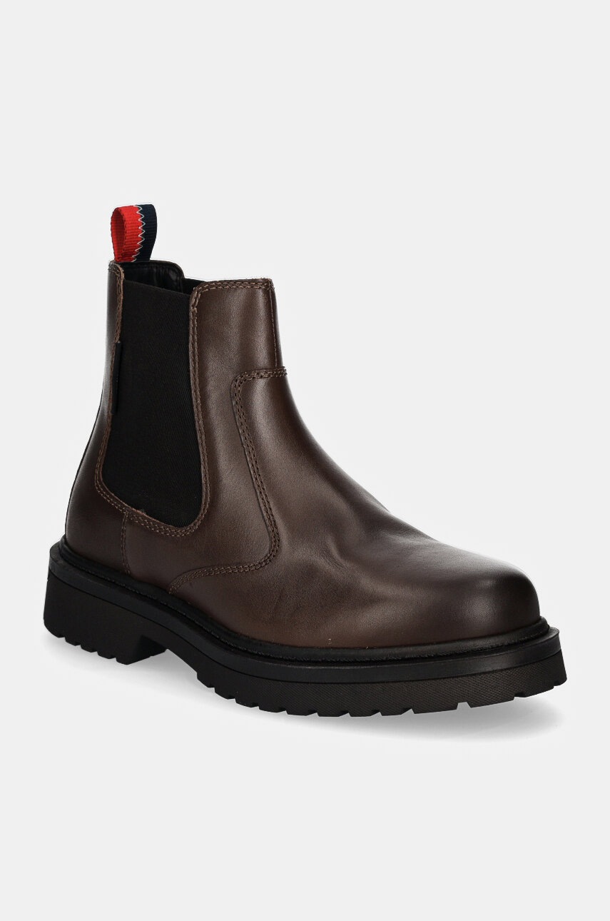 

Кожени боти челси Tommy Jeans TJM CHELSEA BOOT в кафяво EM0EM01469, Кафяв