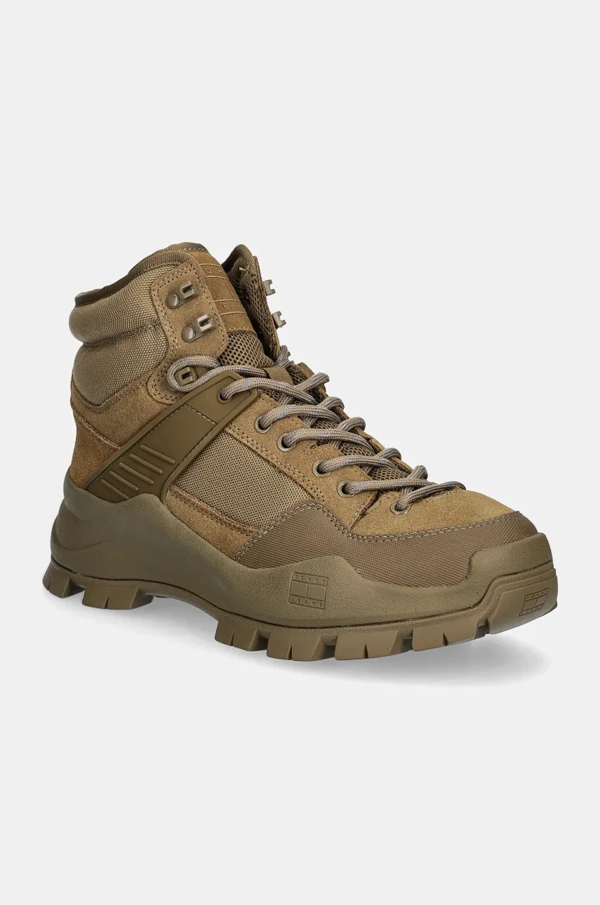 Tommy Jeans pantofi inalti TJM URBAN HIBRYD BOOT barbati, culoarea verde, EM0EM01489 Tommy Jeans pantofi inalti TJM URBAN HIBRYD BOOT barbati, culoarea verde, EM0EM01489