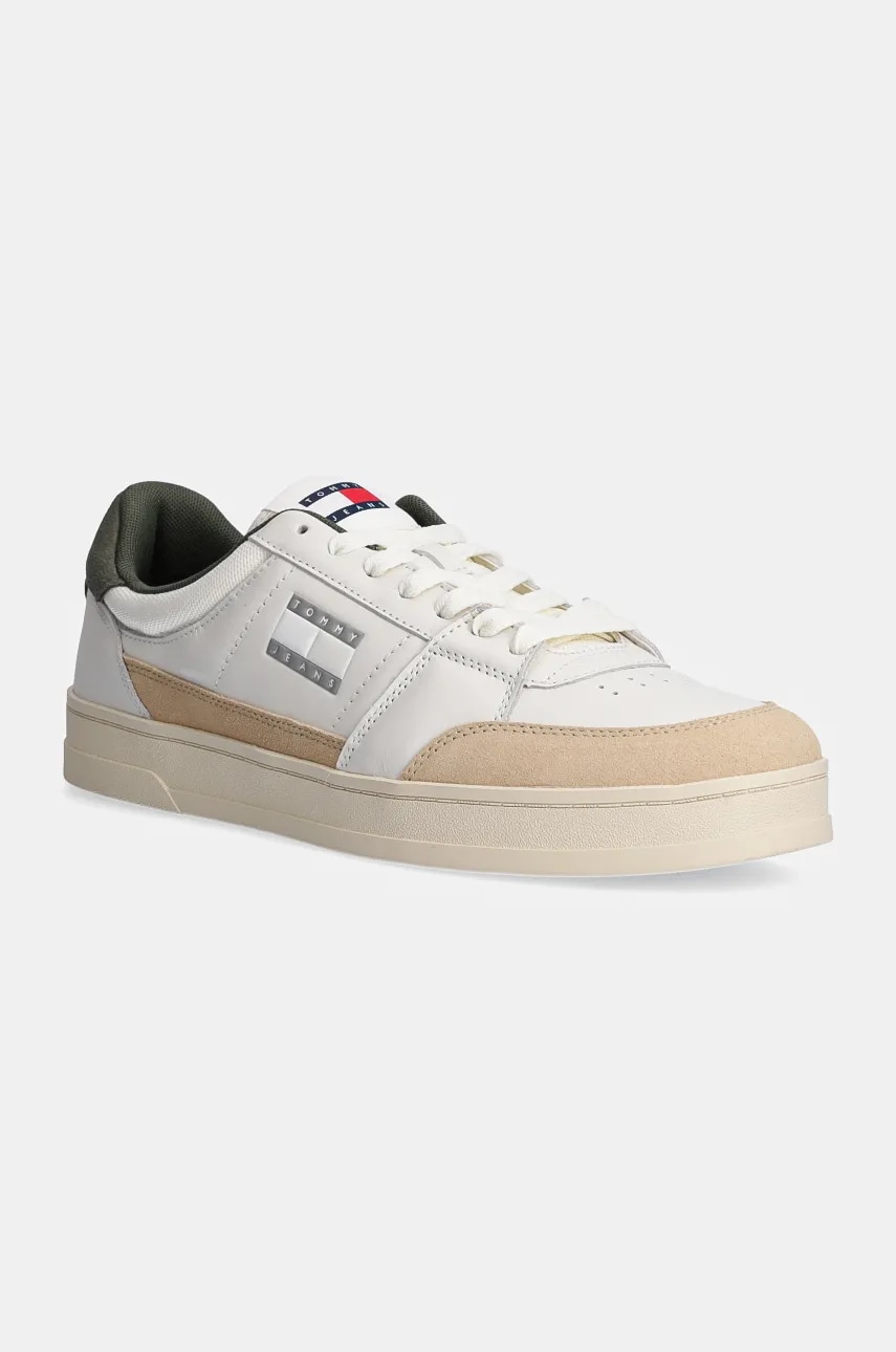 Tommy Jeans sneakers din piele THE GREENWICH MIX MEDIA culoarea bej, EM0EM01444
