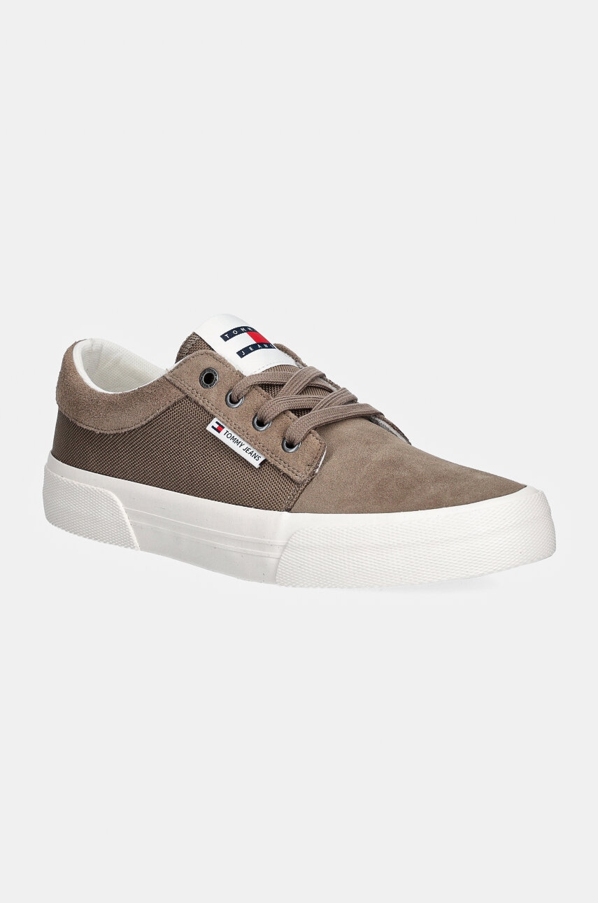 Tommy Jeans tenisi TJM VULC. SKATER MIX MATERIAL barbati, culoarea bej, EM0EM01456 Tommy Jeans tenisi TJM VULC. SKATER MIX MATERIAL barbati, culoarea bej, EM0EM01456