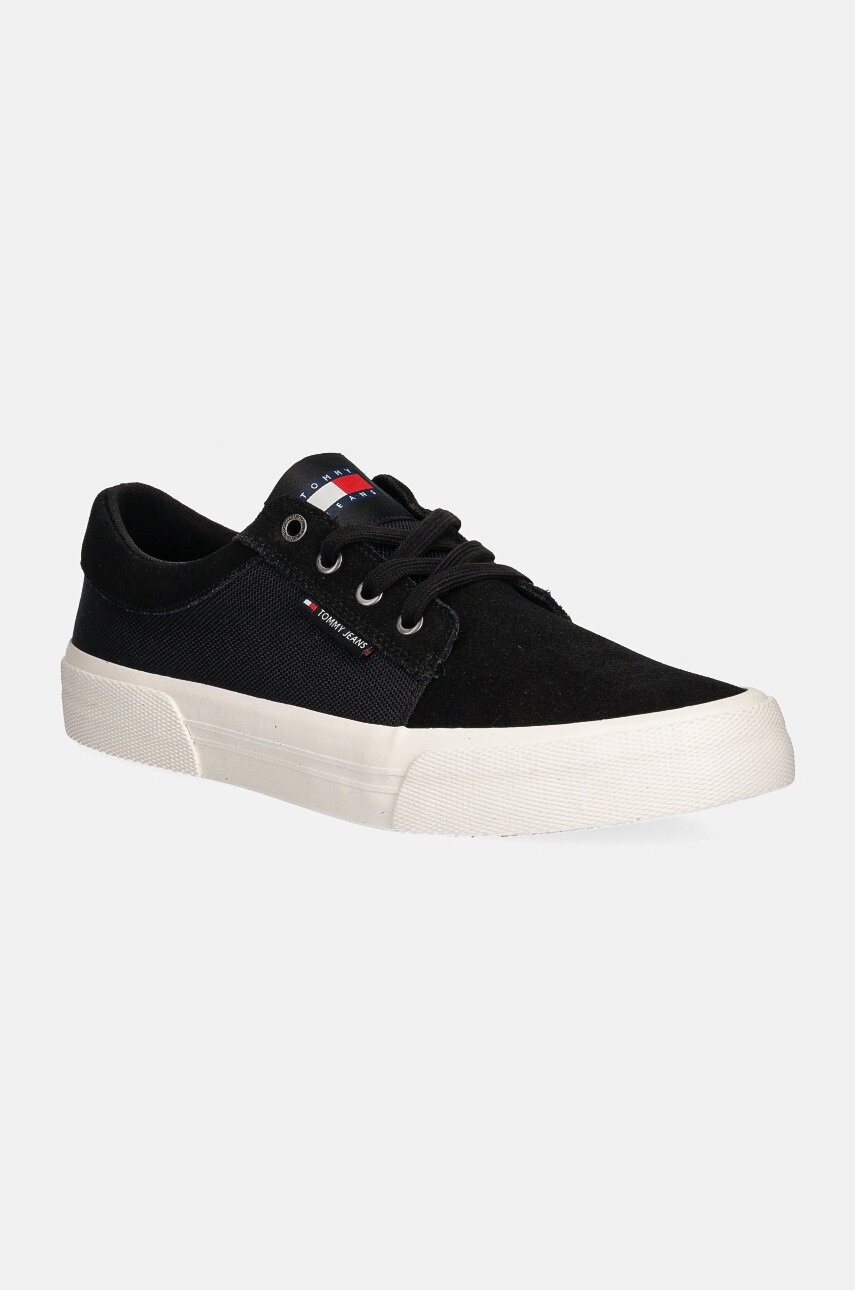 Tommy Jeans tenisi TJM VULC. SKATER MIX MATERIAL barbati, culoarea negru, EM0EM01456 Tommy Jeans tenisi TJM VULC. SKATER MIX MATERIAL barbati, culoarea negru, EM0EM01456
