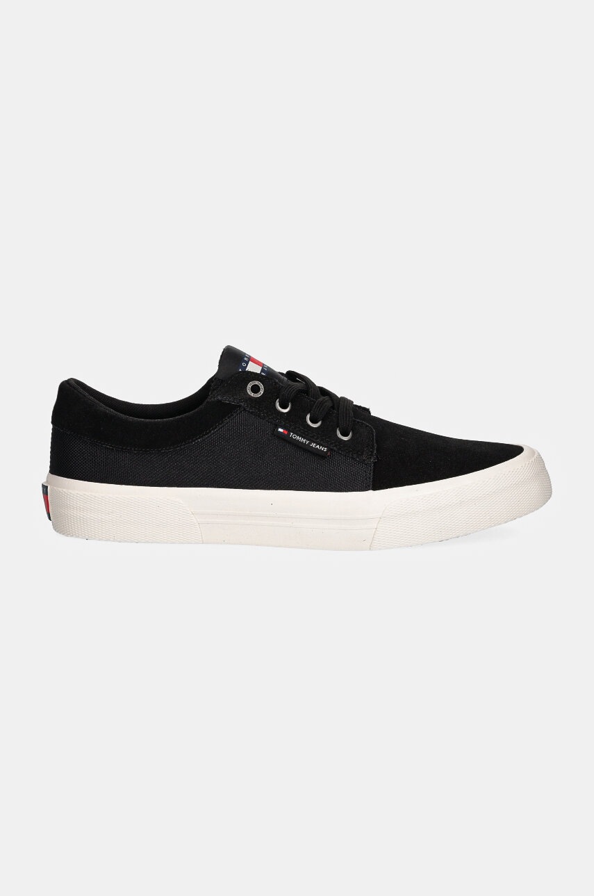 Πάνινα παπούτσια Tommy Jeans TJM VULC. SKATER MIX MATERIAL χρώμα: μαύρο, EM0EM01456 φωτογραφία