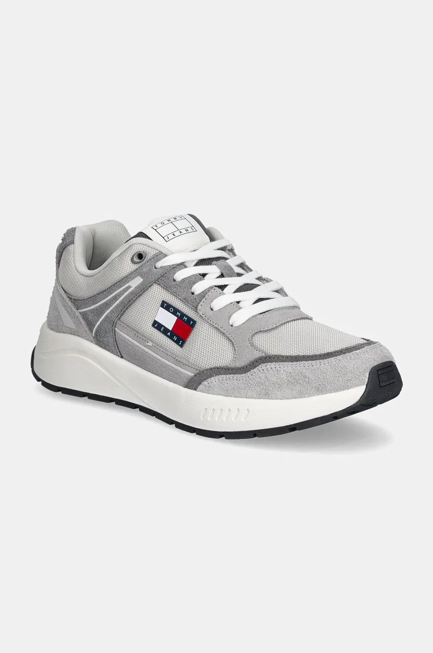 Tommy Jeans sneakers TJM RUNNER MIX MATERIAL culoarea gri, EM0EM01494