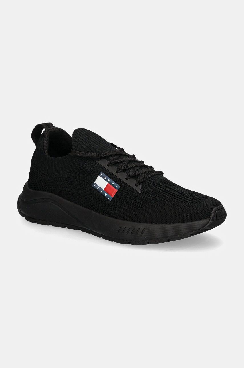 Tommy Jeans sneakers TJM RUNNER KNTITTED culoarea negru, EM0EM01510