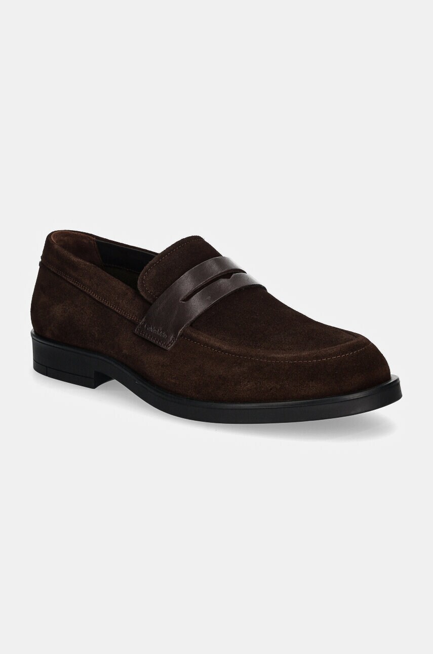 Levně Semišové mokasíny Calvin Klein MOCCASIN SUE pánské, hnědá barva, HM0HM01621