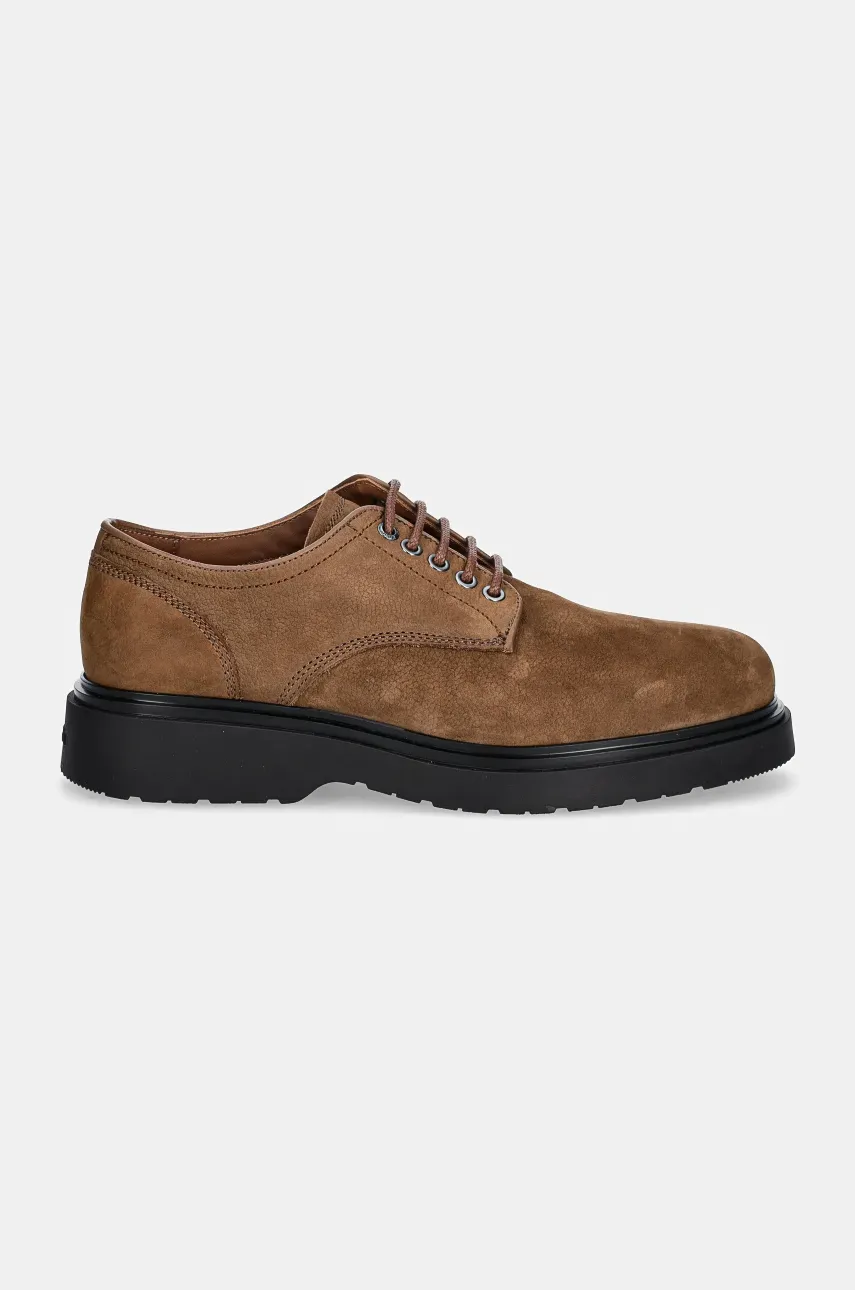 Туфли на низком ходу из нубука Calvin Klein DERBY SUEDE цвет коричневый HM0HM01689 Туфли на низком ходу из нубука Calvin Klein DERBY SUEDE цвет коричневый HM0HM01689