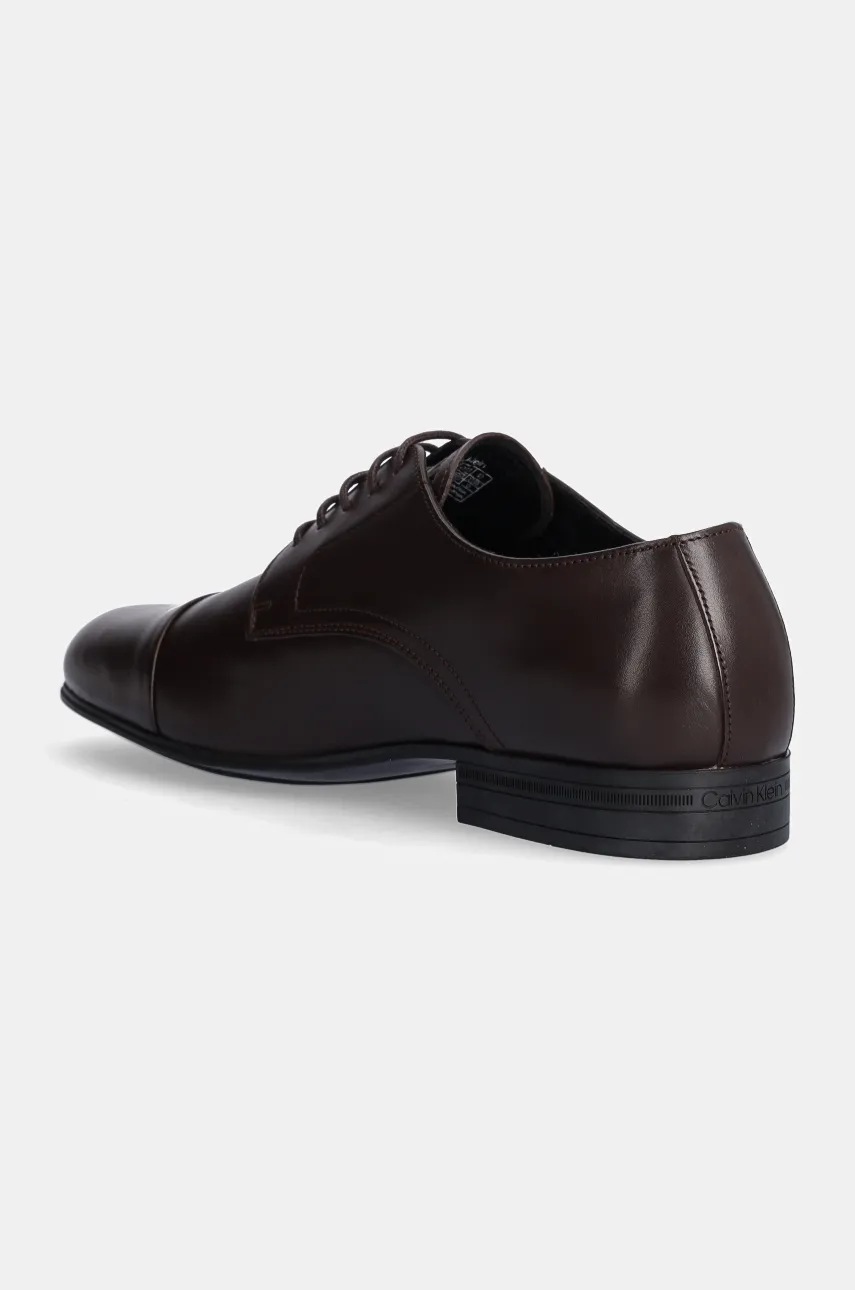 Κλειστά παπούτσια Calvin Klein DERBY CAP TOE χρώμα: καφέ, HM0HM01540 φωτογραφία
