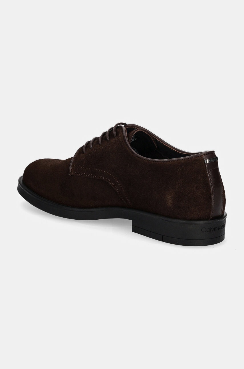Замшеві туфлі Calvin Klein DERBY SUE чоловічі колір коричневий HM0HM01622 
