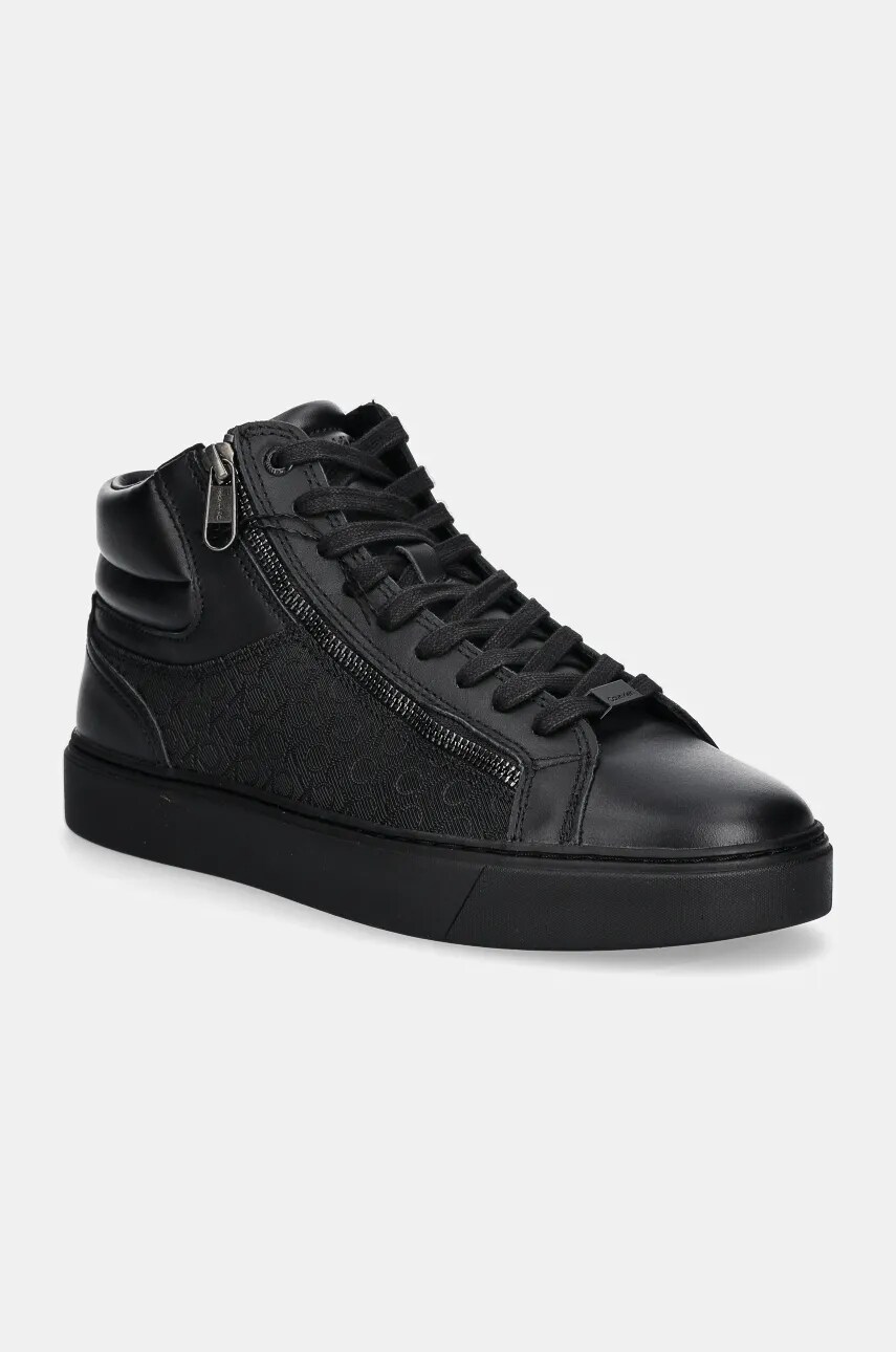 Levně Sneakers boty Calvin Klein HIGH TOP LACE UP W/ ZIP MONO černá barva, HM0HM01556