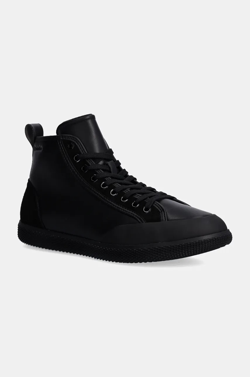 Levně Kožené sneakers boty Calvin Klein HIGH TOP LACE UP černá barva, HM0HM01586