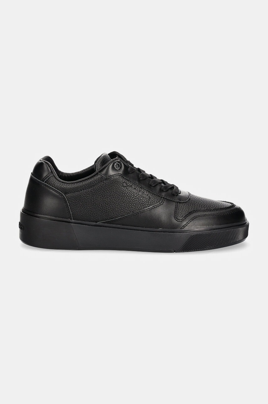 Δερμάτινα αθλητικά παπούτσια Calvin Klein LOW TOP LACE UP BSKT LTH χρώμα: μαύρο, HM0HM01624 φωτογραφία