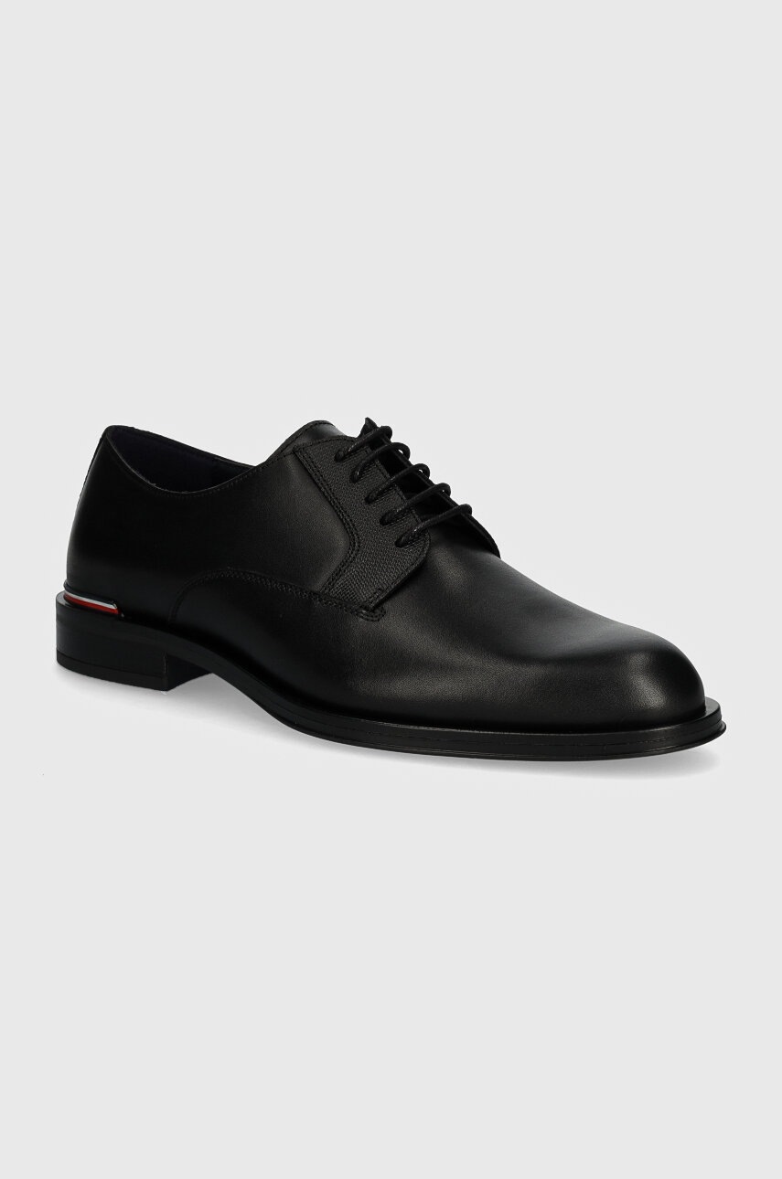 

Кожени половинки обувки Tommy Hilfiger CORE RWB HILFIGER TEXT LTH SHOE в черно FM0FM05255, Черен
