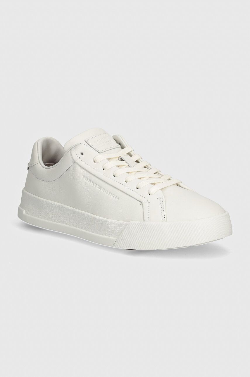 Levně Kožené sneakers boty Tommy Hilfiger TH COURT BEST LEATHER bílá barva, FM0FM05120