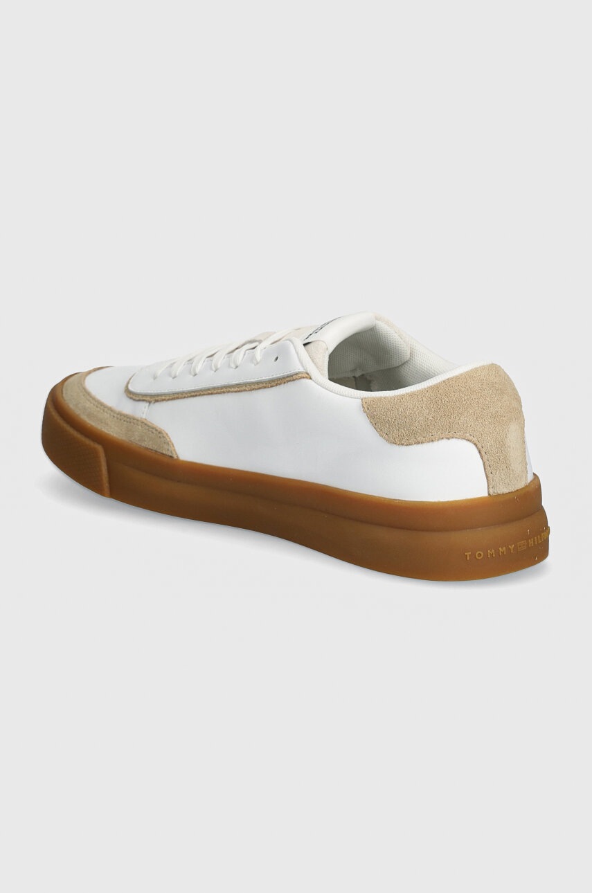 Δερμάτινα αθλητικά παπούτσια Tommy Hilfiger TH CUPSET 1A2 LTH MIX χρώμα: άσπρο, FM0FM05118 φωτογραφία