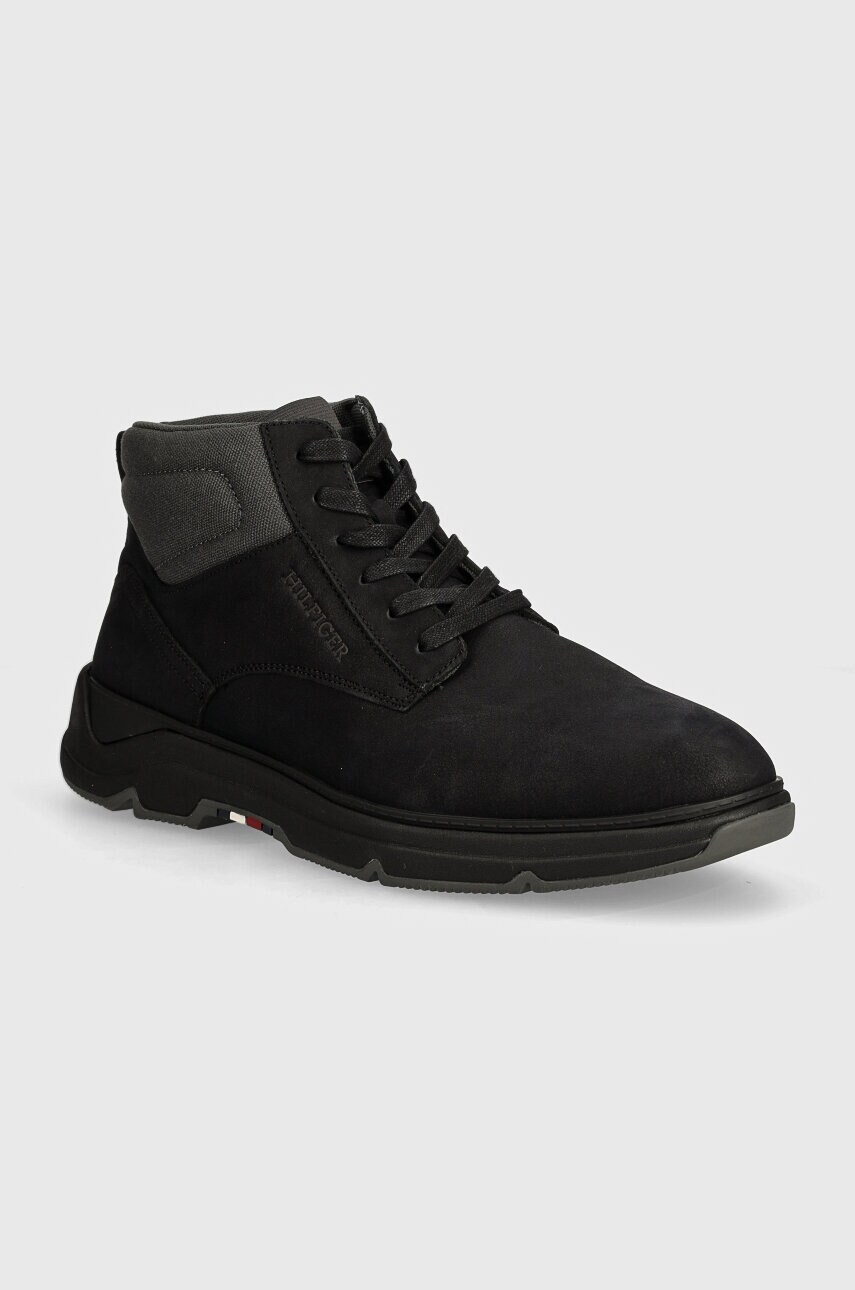 Levně Boty Tommy Hilfiger HILIFGER NUBUCK HYBRID CHUKKA pánské, černá barva, FM0FM05108