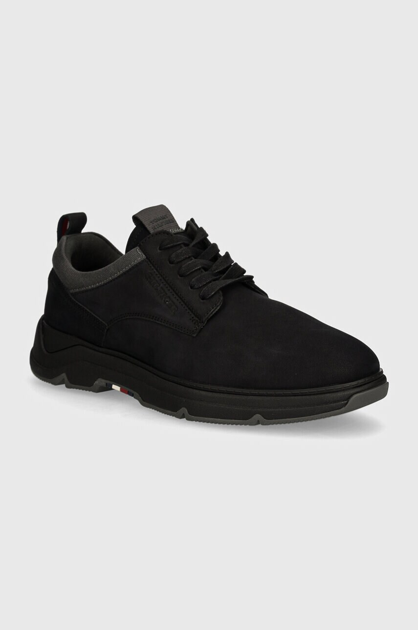 Levně Semišové sneakers boty Tommy Hilfiger HILFIGER NUBUCK MIX HYBRID SHOE černá barva, FM0FM05092