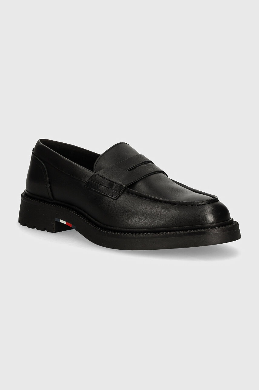 

Кожени мокасини Tommy Hilfiger LIGHT HILFIGER LEATHER LOAFER в черно FM0FM05089, Черен
