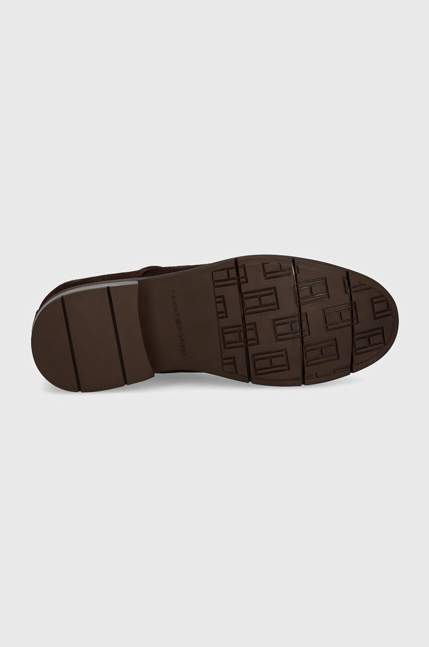 Замшеві туфлі Tommy Hilfiger FLEXIBLE HILFIGER SDE DERBY SHOE чоловічі колір коричневий FM0FM05087 