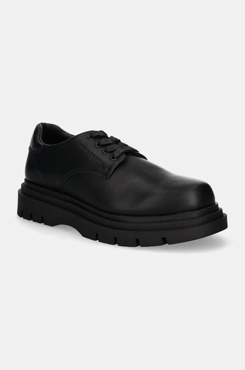 Armani Exchange pantofi de piele barbati, culoarea negru, XUC016 XV874 00002